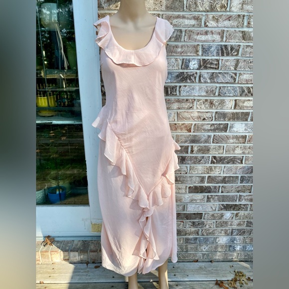 NWTs A New Day Pastel Light Pink Coquette Asymmetrical Ruffle Dress - Picture 9 of 16